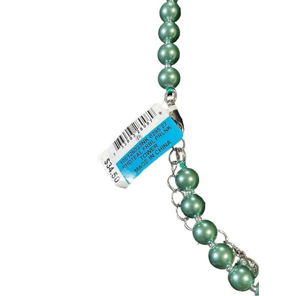 NWT Charter Club silver Tone Pave Fireball & Imitation Pearl Collar Necklace - Picture 4 of 5